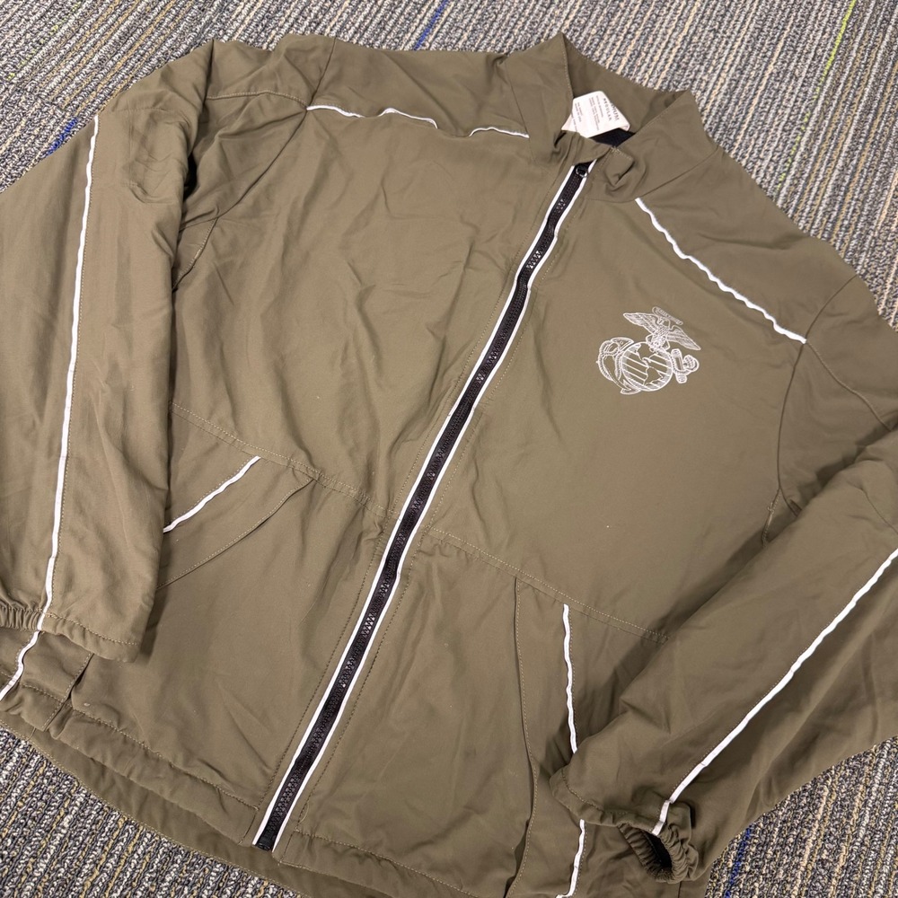 New Balance USMC Running Jacket Mens Medium Green Vintage Marines Windbreaker